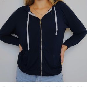 Brandy Melville Navy Blue Zip-Up